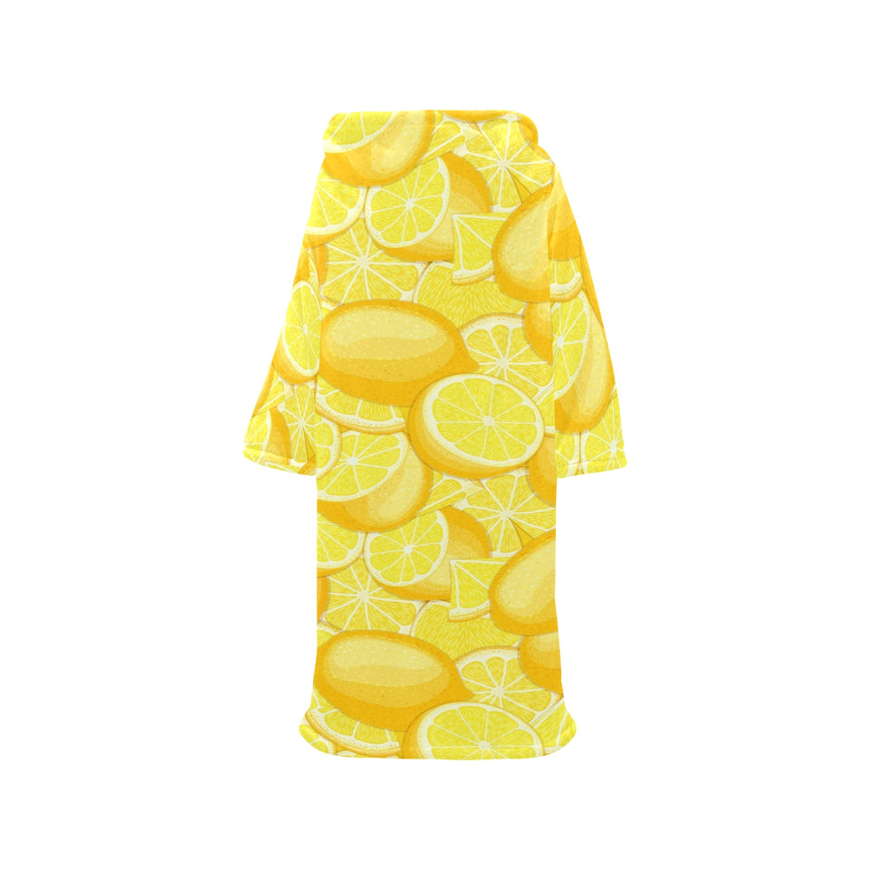 lemon pattern Blanket Robe with Sleeves