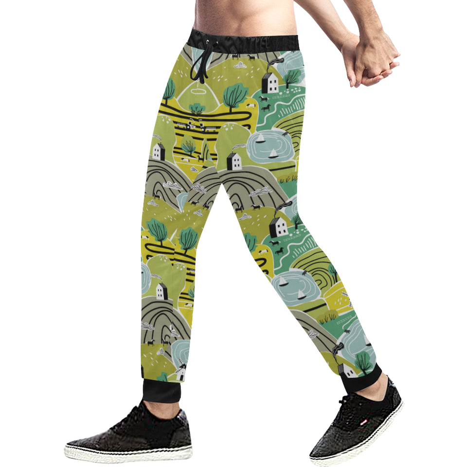 Hand drawn windmill pattern Unisex Casual Sweatpants
