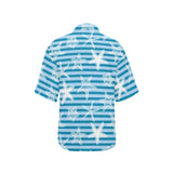 Starfish blue blackground Women's All Over Print Hawaiian Shirt