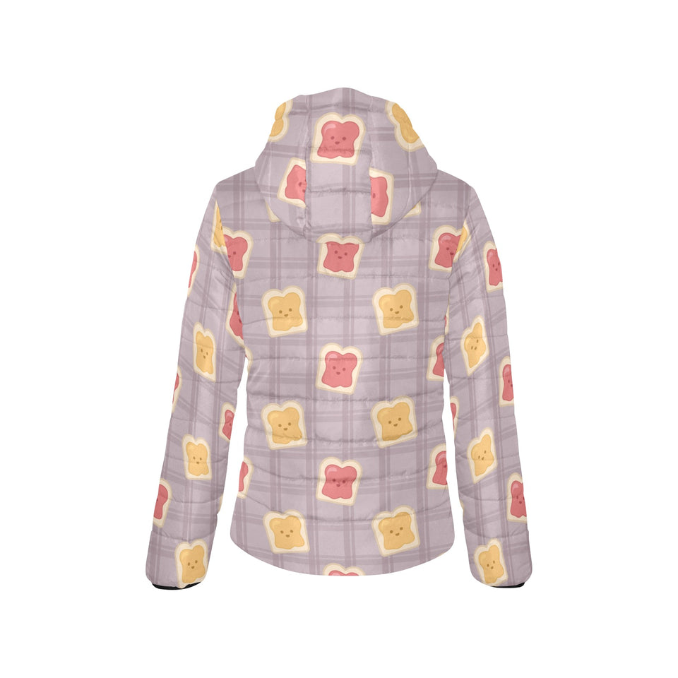 Bread Toast Pattern Print Design 05 Women's Padded Hooded Jacket