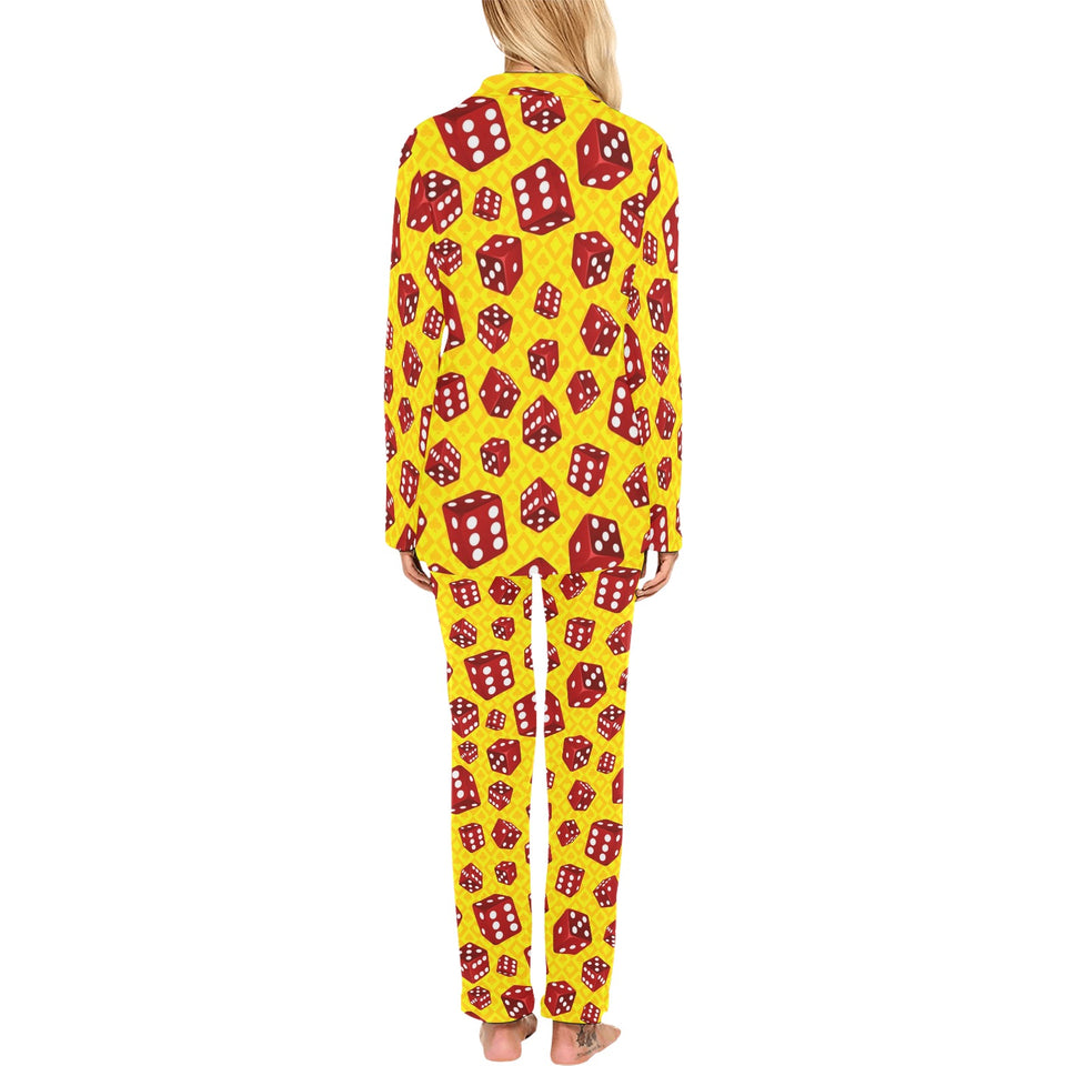 Dice Pattern Print Design 04 Women's Long Pajama Set