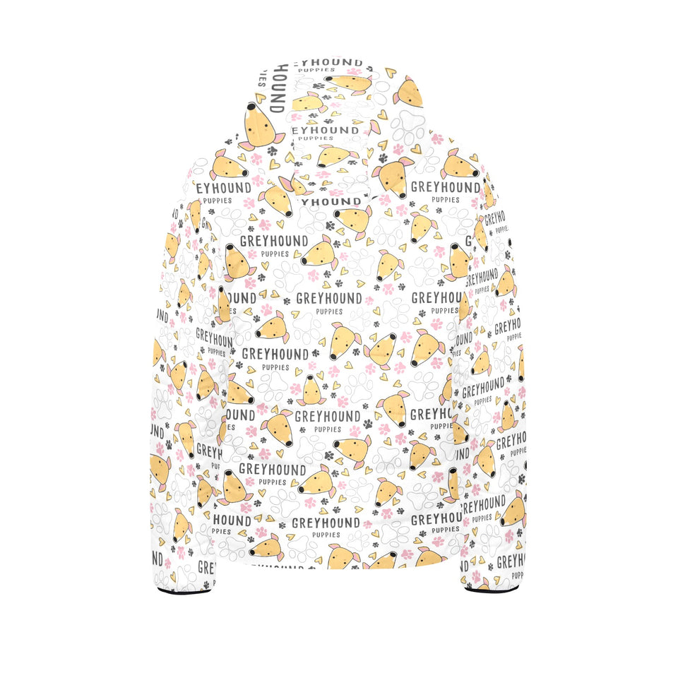 Greyhound Pattern Print Design 03 Kids' Boys' Girls' Padded Hooded Jacket
