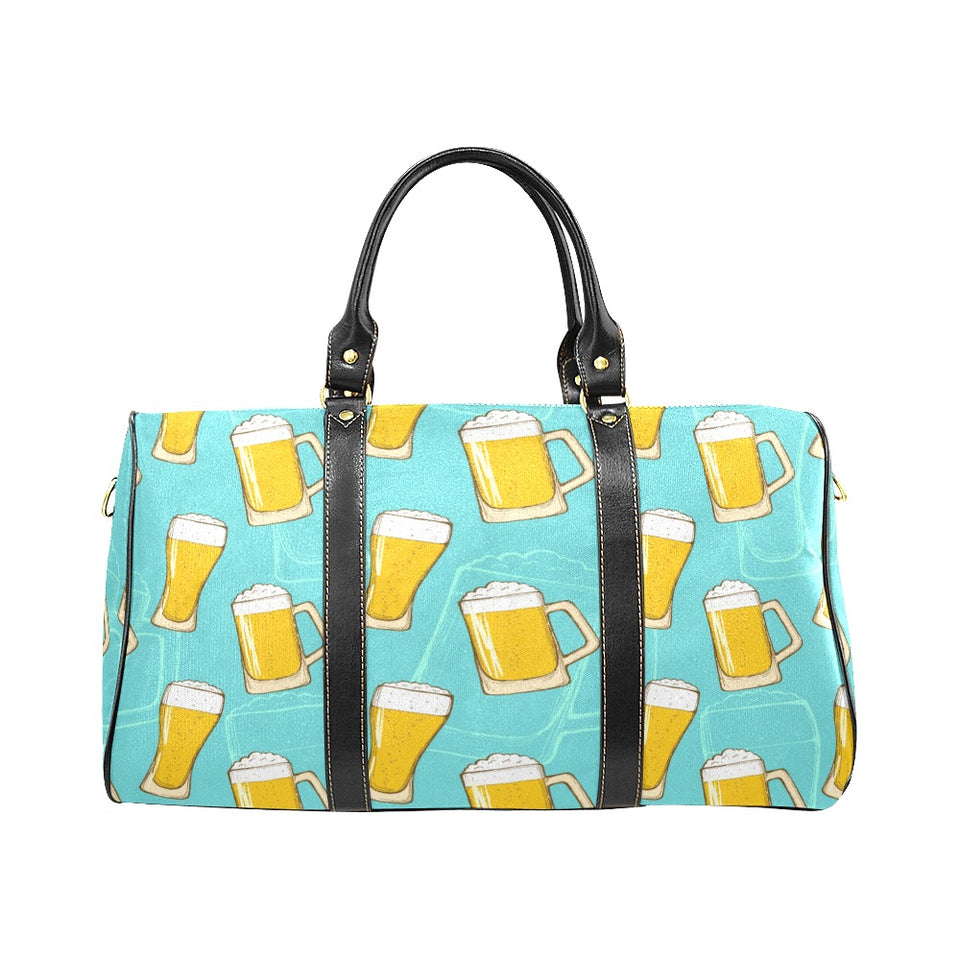 Beer pattern green background Travel Bag