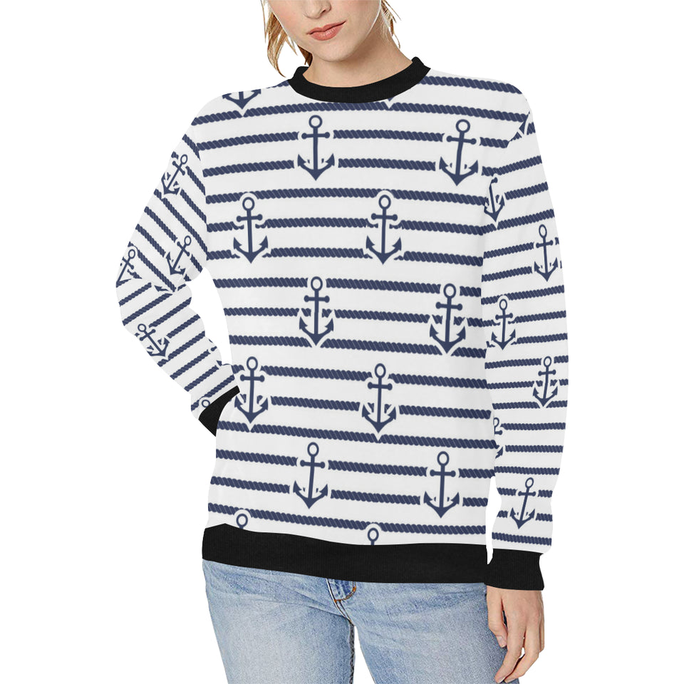 Anchor rope nautical  pattern Women's Crew Neck Sweatshirt