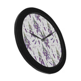 lavender flower design pattern Elegant Black Wall Clock