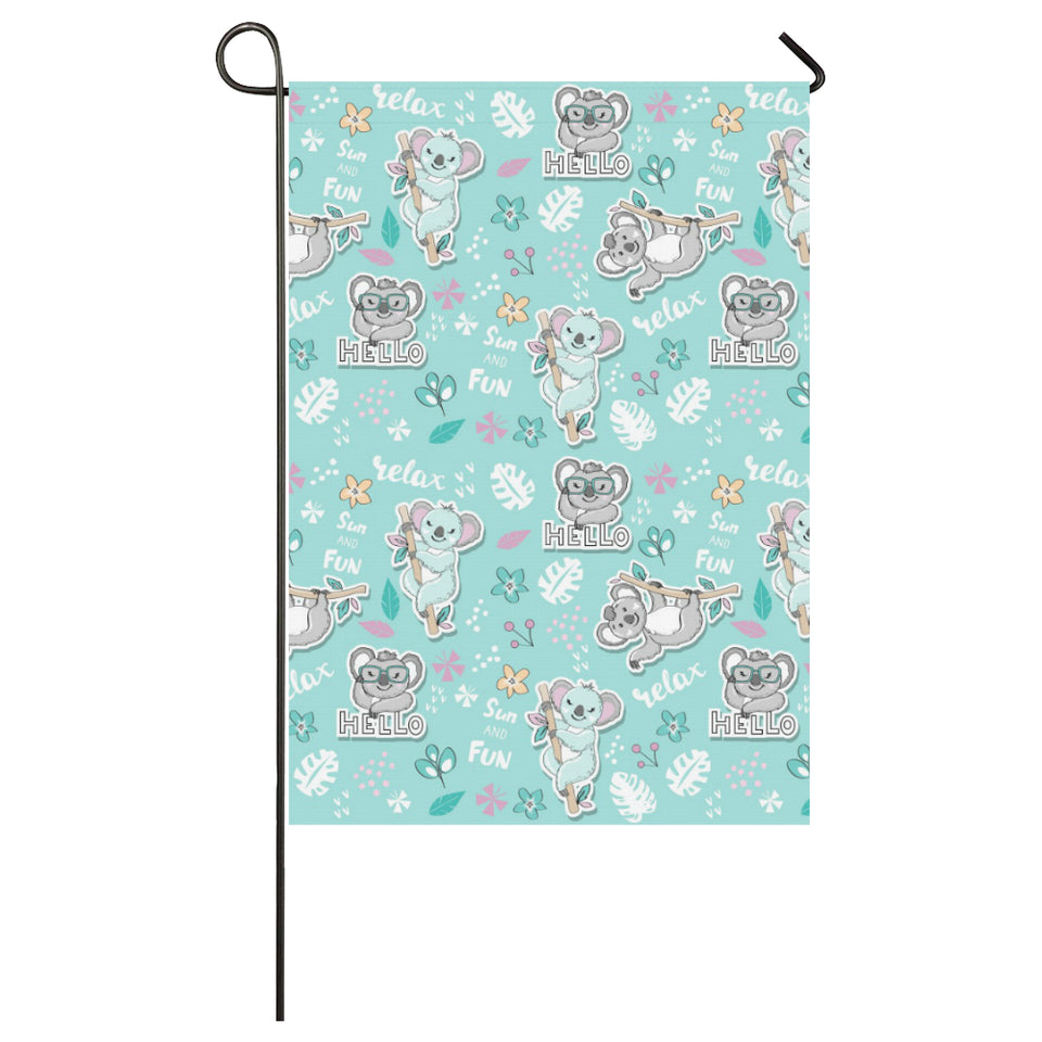 Cute koalas blue background pattern House Flag Garden Flag