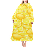 lemon pattern Blanket Robe with Sleeves