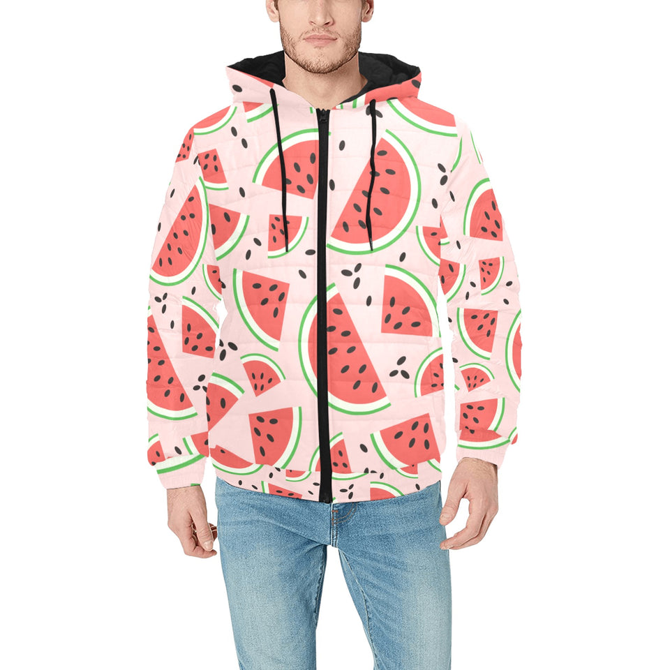 Watermelon pattern Men's Padded Hooded Jacket