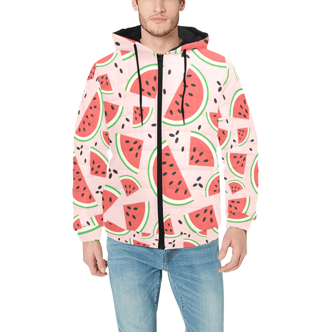 Watermelon pattern Men's Padded Hooded Jacket