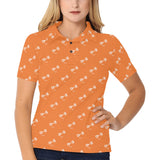 Engine Piston Orange Background Pattern Design 05 Women's All Over Print Polo Shirt