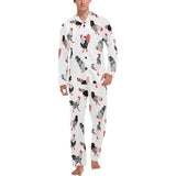 Cool rooster chicken cock floral ornament backgrou Men's Long Pajama Set