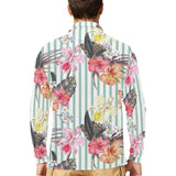 Colorful orchid flower pattern Men's Long Sleeve Polo Shirt