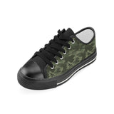 Digital Green camouflage pattern Kids' Boys' Girls' Low Top Canvas Shoes Black