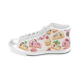 Cake cupcake sweets pattern Men's High Top Canvas Shoes White