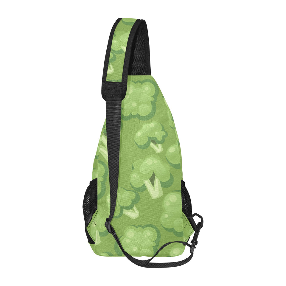 Broccoli pattern green background All Over Print Chest Bag