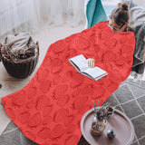strawberry pattern red background Blanket Robe with Sleeves