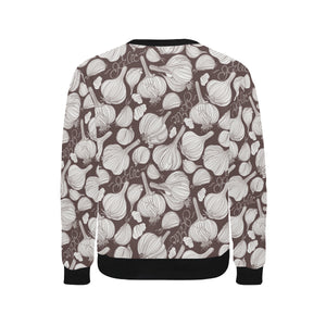 Garlic bulb dark background Men's Crew Neck Sweatshirt