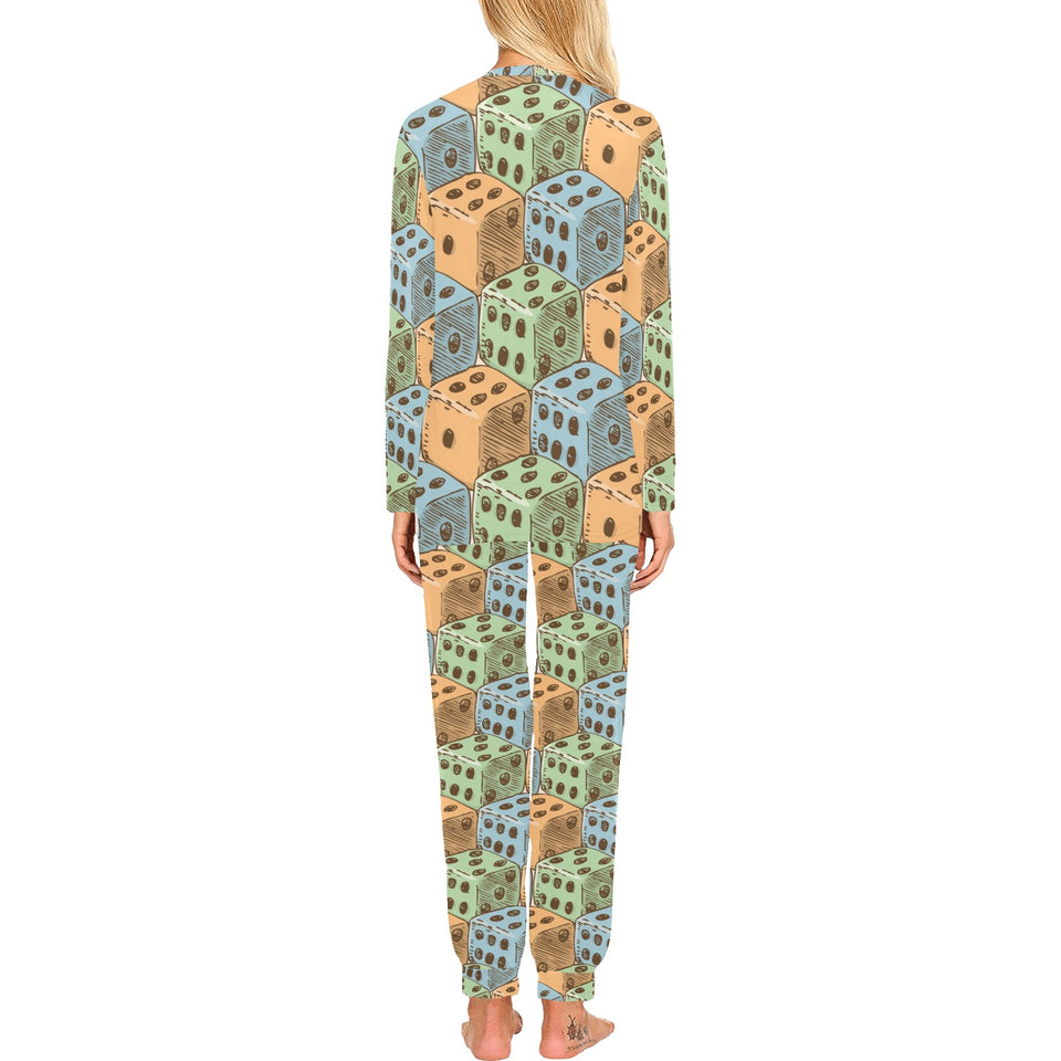 Dice Pattern Print Design 05 Women's All Over Print Pajama Set