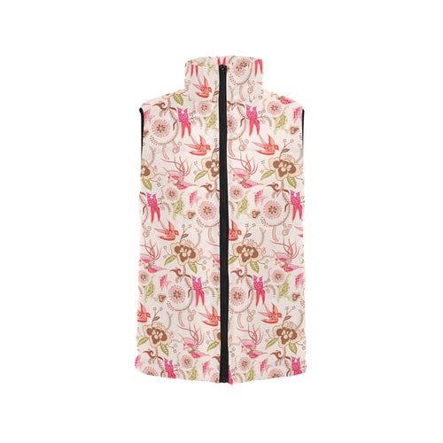 Swallow Pattern Print Design 01 Women's Padded Vest