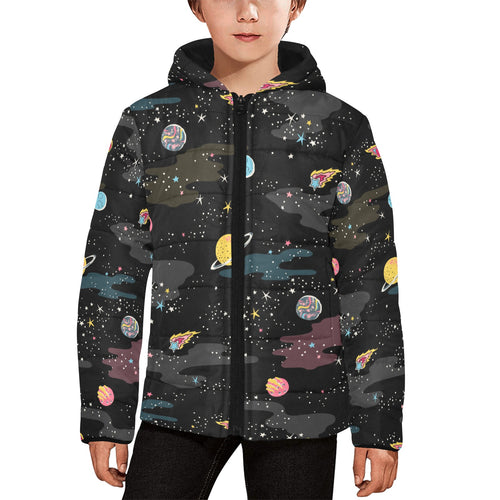 space pattern Kids' Boys' Girls' Padded Hooded Jacket