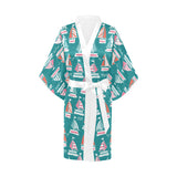 Cute sailboat pattern Women's Short Kimono Robe