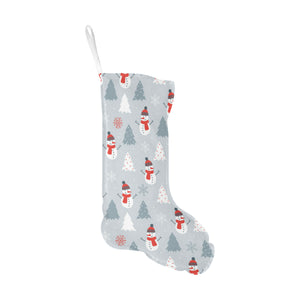 Snowman christmas tree snow gray background Christmas Stocking
