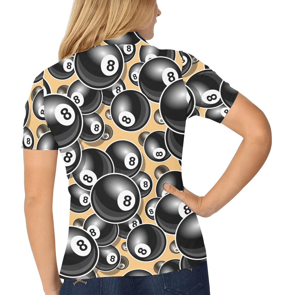 Billiard Ball Pattern Print Design 04 Women's All Over Print Polo Shirt