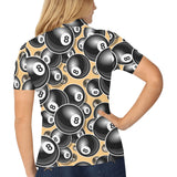 Billiard Ball Pattern Print Design 04 Women's All Over Print Polo Shirt