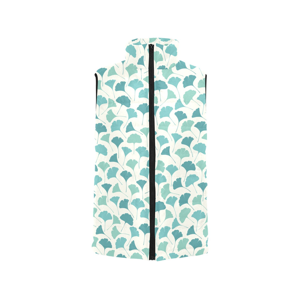 Green ginkgo leaves pattern Women's Padded Vest