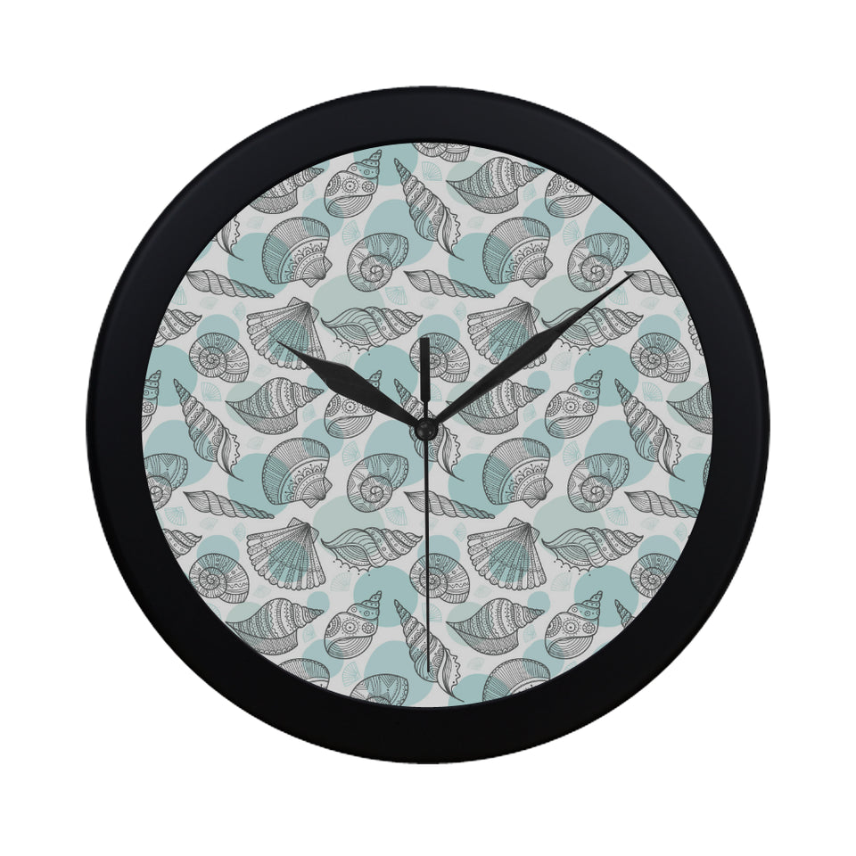 Shell polynesian tribal Elegant Black Wall Clock