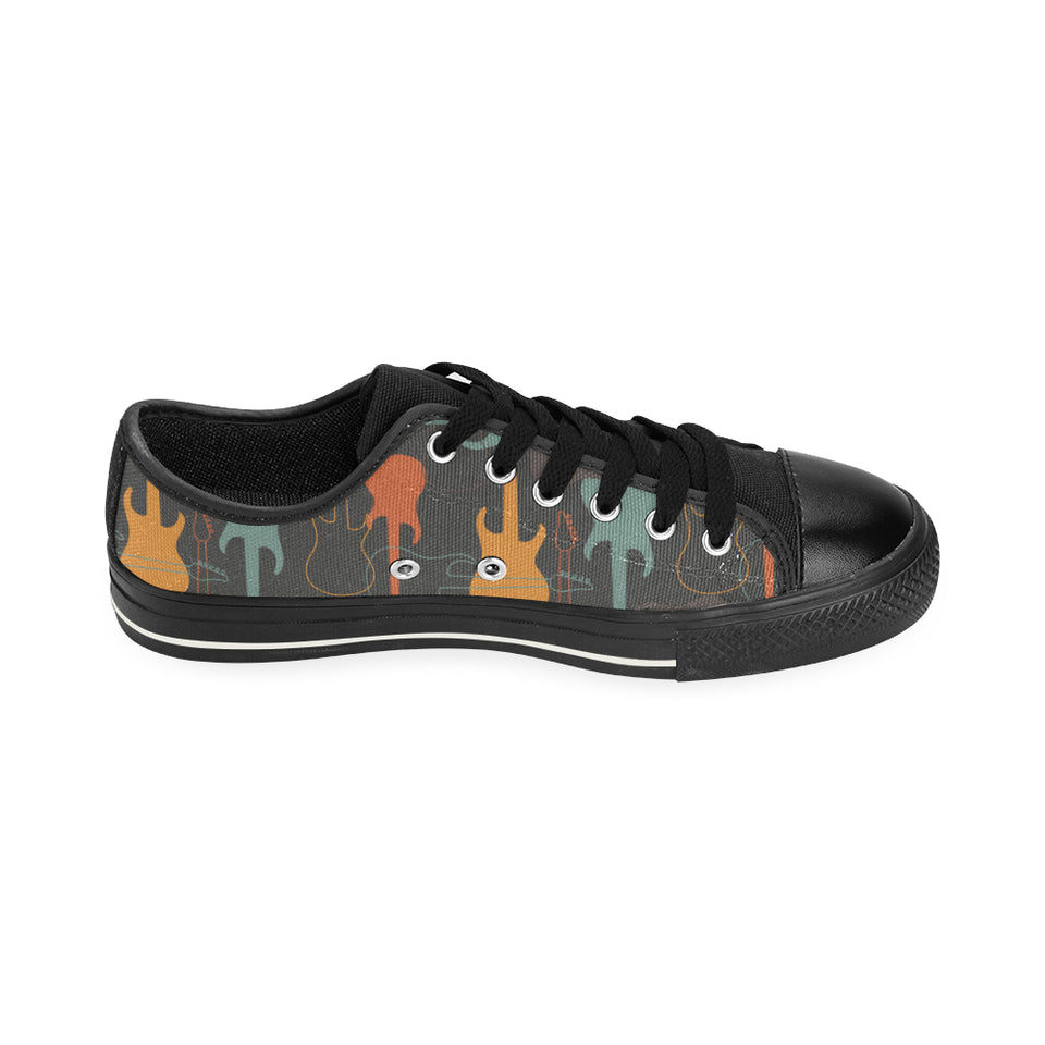 electric guitars pattern Men's Low Top Canvas Shoes Black