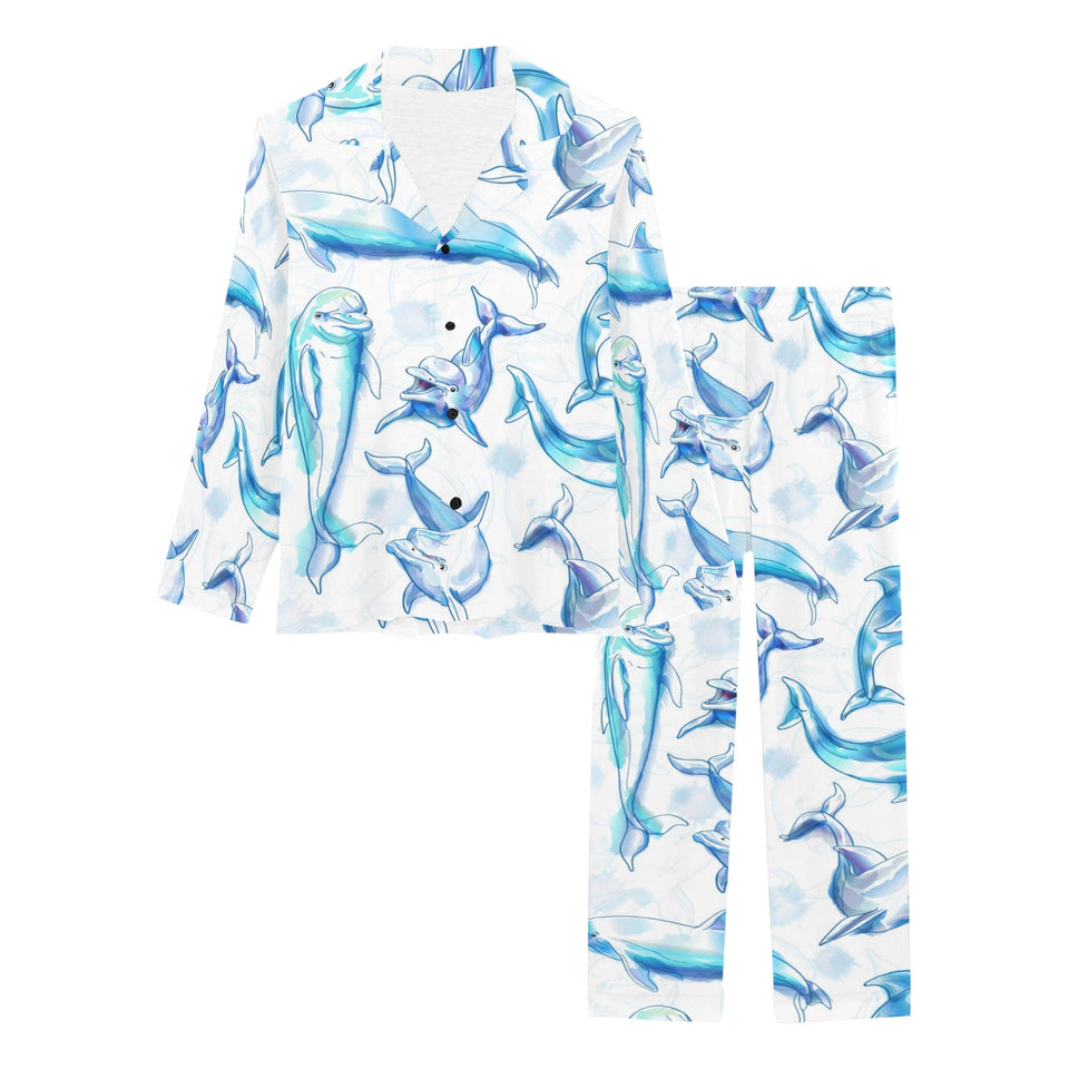 Watercolor dolphin pattern Women's Long Pajama Set