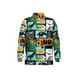 dinosaurs print pattern Men's Long Sleeve Polo Shirt