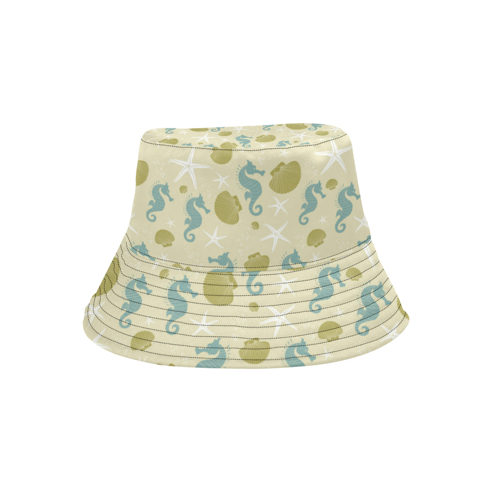 Seahorse shell starfish pattern background Unisex Bucket Hat