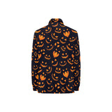 Halloween pattern Pumpkin background Women's Long Sleeve Polo Shirt