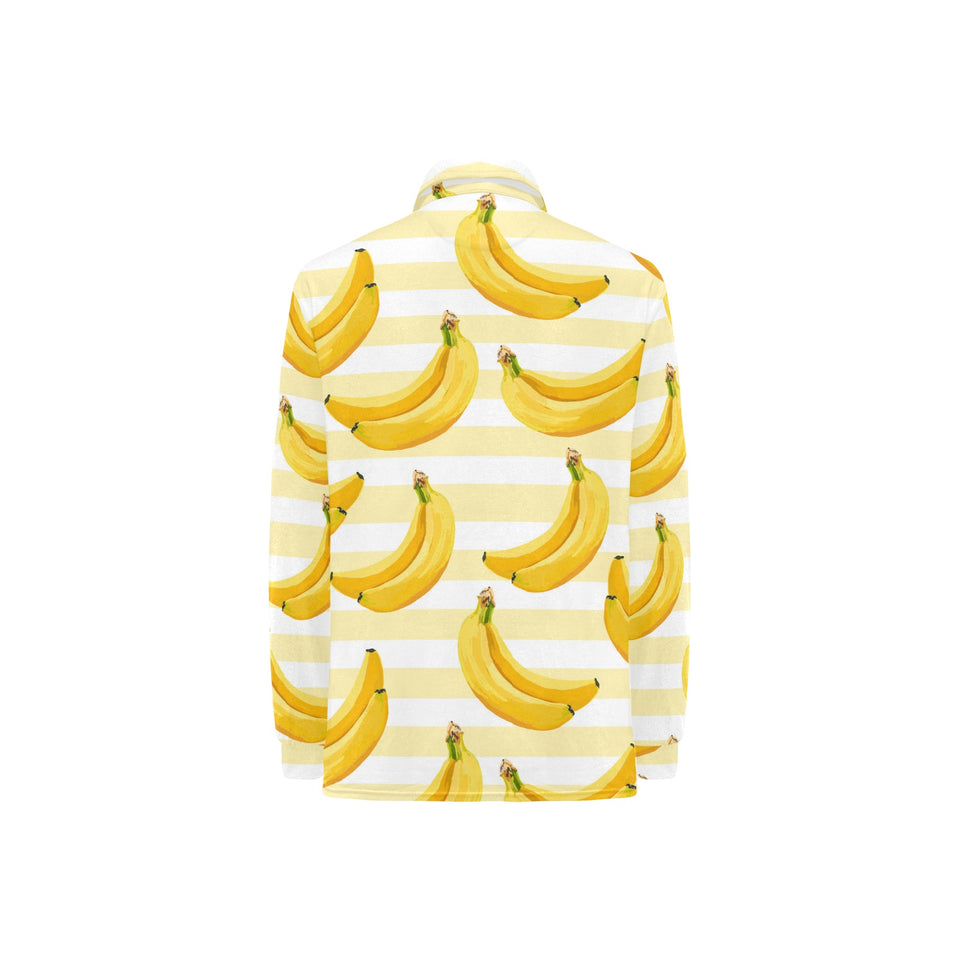 Banana pattern blackground Women's Long Sleeve Polo Shirt