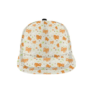 Cute brown pomeranian paw leave bone pattern All Over Print Snapback Cap