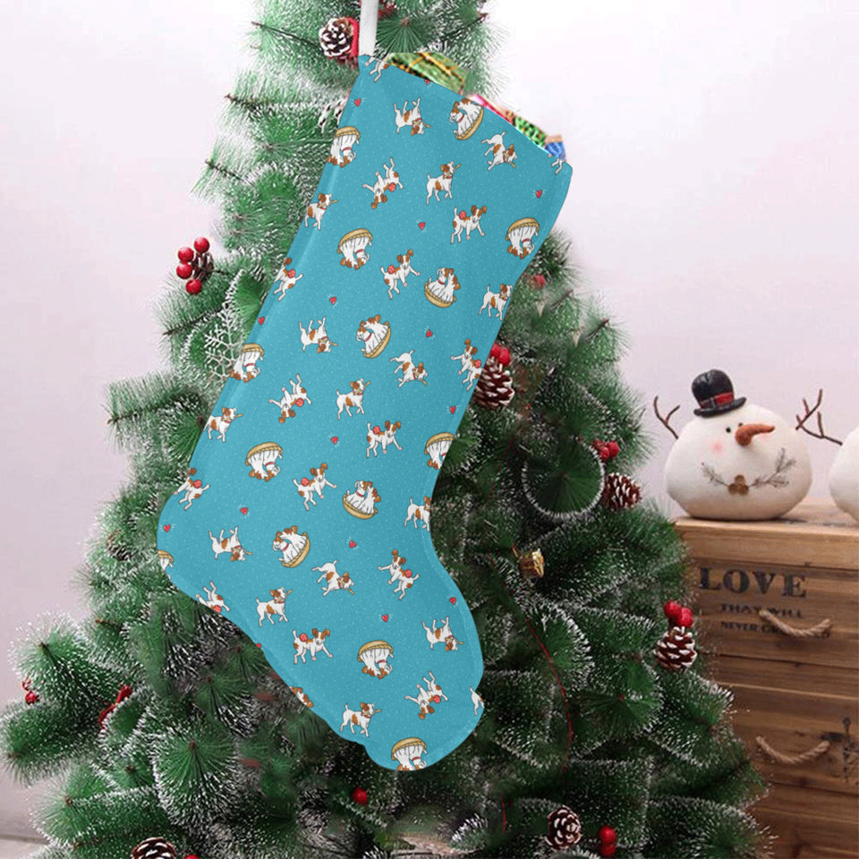 Jack Russel Pattern Print Design 03 Christmas Stocking