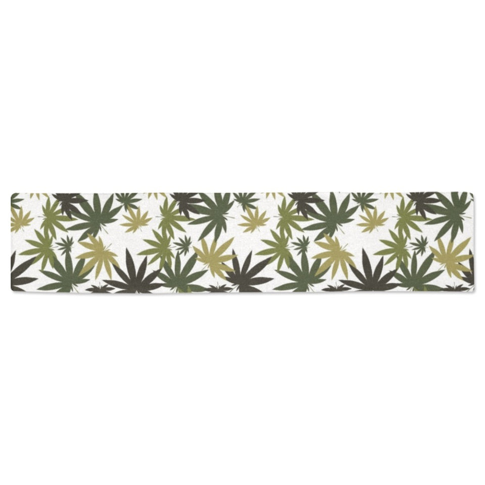 Canabis Marijuana Weed Pattern Print Design 05 Table Runner