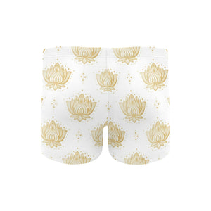 Gold Ornamental lotue waterlily symbol pattern Men's Swimming Trunks