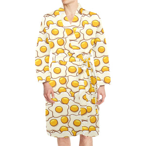 Fried Eggs Pattern Print Design 02 Men's Long Sleeve Belted Night Robe
