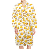 Fried Eggs Pattern Print Design 02 Men's Long Sleeve Belted Night Robe