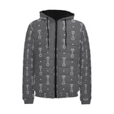 Engine Piston Black Background Pattern Design 02 Men's Padded Hooded Jacket
