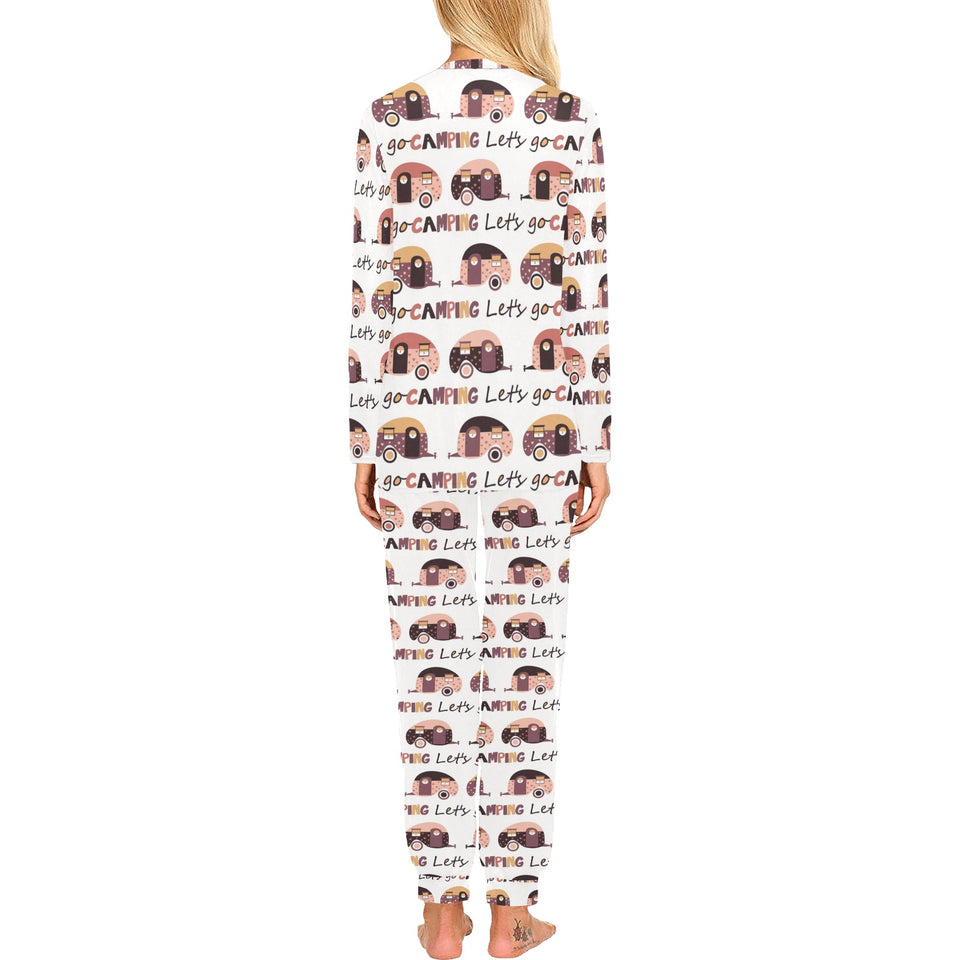 Camper Van Pattern Print Design 01 Women's All Over Print Pajama Set