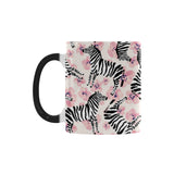 Zebra pink flower background Morphing Mug Heat Changing Mug