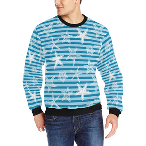 Starfish blue blackground Men's Crew Neck Sweatshirt