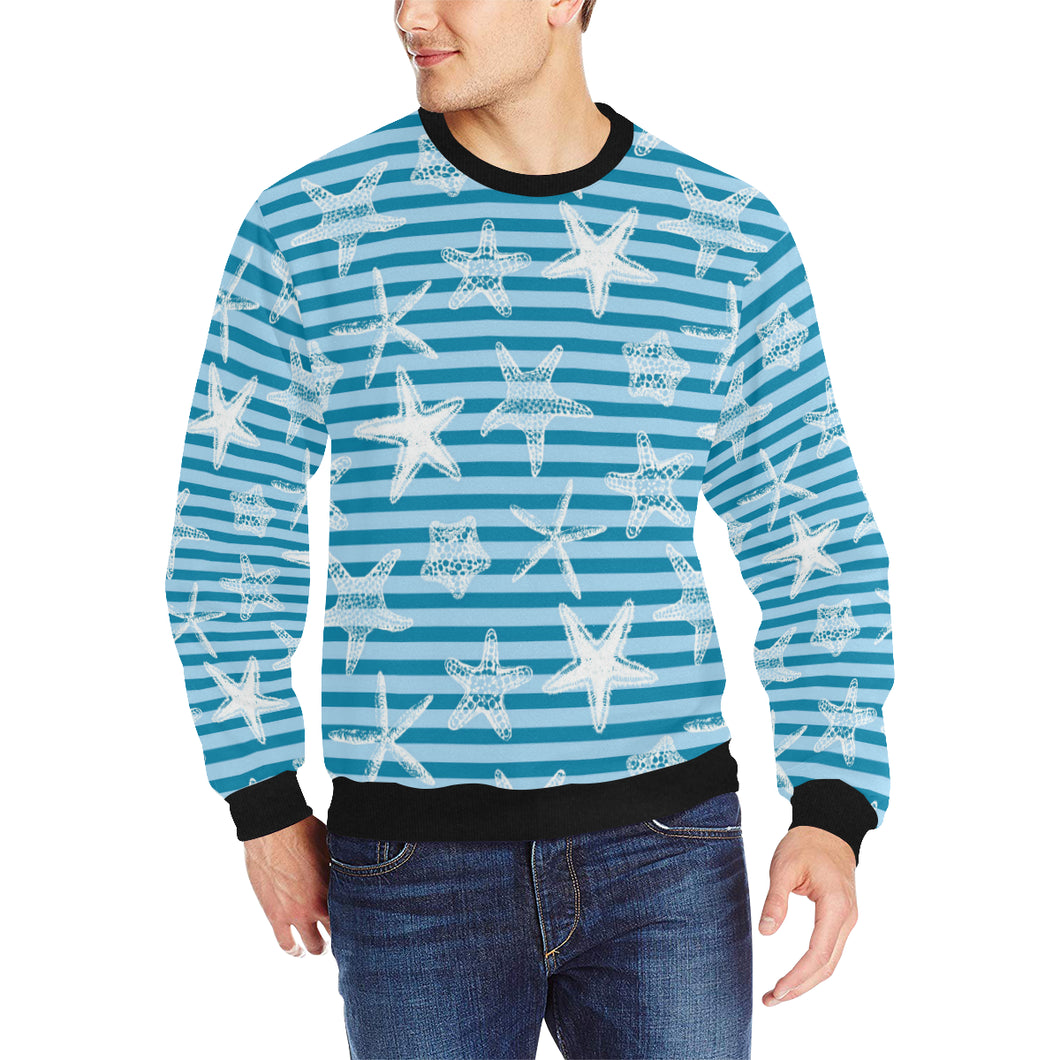 Starfish blue blackground Men's Crew Neck Sweatshirt