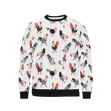 Cool rooster chicken cock floral ornament backgrou Men's Crew Neck Sweatshirt
