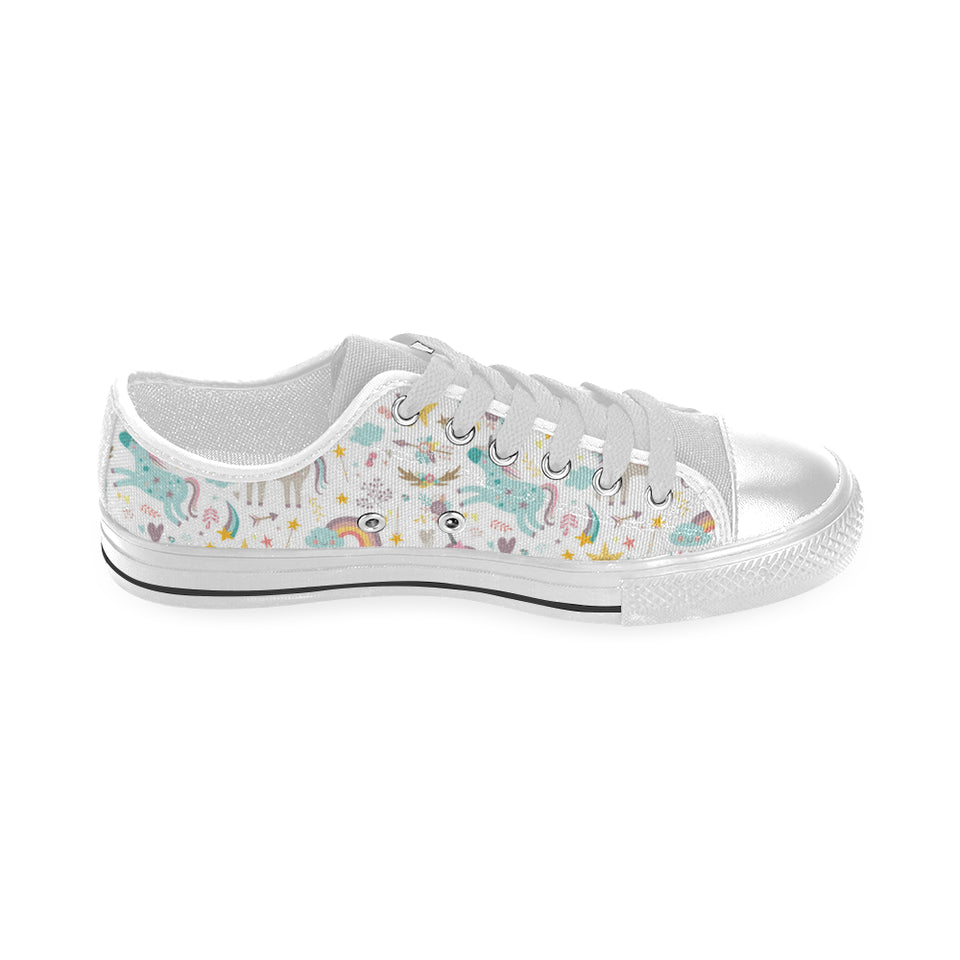 Colorful unicorn pattern Men's Low Top Shoes White