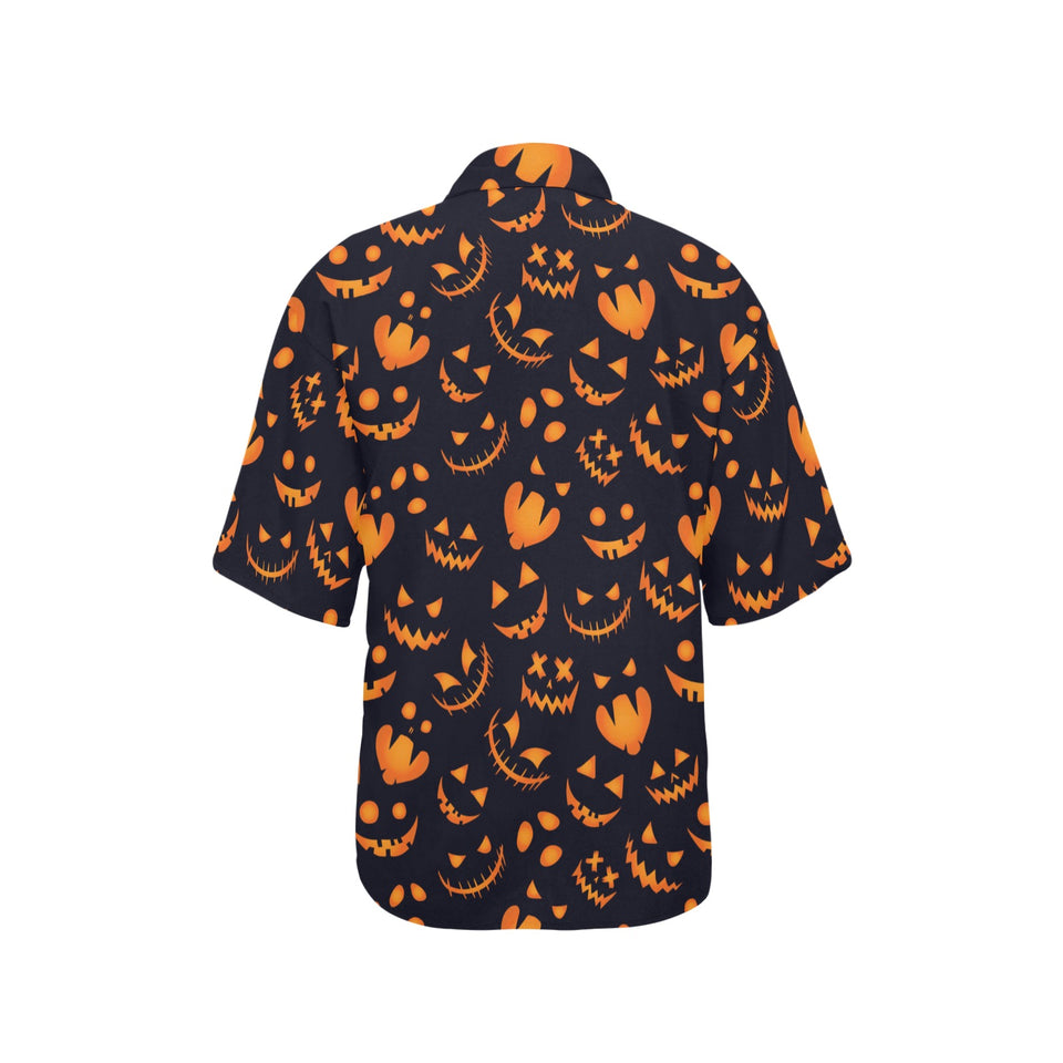 Halloween pattern Pumpkin background Women's All Over Print Hawaiian Shirt